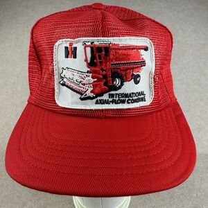 Vintage International Harvester Axial-Flow Combine Trucker Hat Red USA‎ Farm Cap